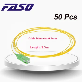 [Безплатна Доставка] FASO 50шт 1,5-метрова оптична косичка SM G657A2 SC/APC SX Основната 9/125 0,9 мм Fiber Косичка ХАЛОГЕННИ Жълто Яке
