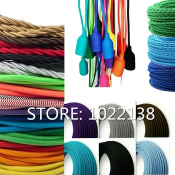 Безплатна доставка, ретро текстилна тел за лампи, ретро електрически кабел, текстилен кабел за лампа, обтянутый кърпа, 2 *0.75 мм