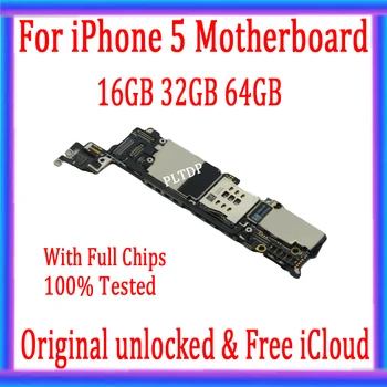 Безплатна дънна платка Icloud за iphone 5 16G 32G 64G 100% Оригинална Разблокированная дънна платка iphone 5G Логика с чипове Test well plate