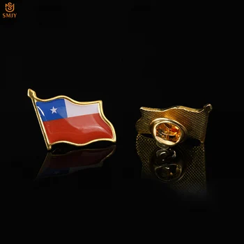Брошка с развевающимся флага на Чили, на Genka в ревера вратовръзка/Костюми, Метален сувенир, на икона, на Жени, Мода декорация, подарък