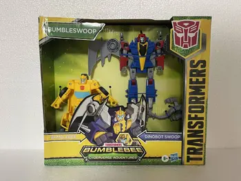 В присъствието на оригинални аниме-фигурки Hasbro Transformers CYBERVERSE Bumblebee Dinobot Замах, модели на детски играчки