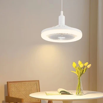 Вентилатор на тавана E27 led лампа-полилей за спални, домашни безшумни вентилатори, портативни