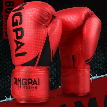Висококачествени Възрастни Жени / Мъже Златни Боксови Ръкавици От Изкуствена Кожа MMA Muay Thai Boxe De Luva Mitts на Biana Equipments 8 10 12 6OZ Boks
