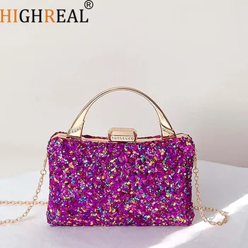 Висококачествени дамски официални чанти в многоцветни акрилна кутия, Луксозни дизайнерски клатчи с елегантна метална дръжка, портфейли и портмонета за сватбени партита