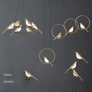 Висящи лампи Nordic Magpie, модерен лукс, Окачена лампа творческа личност, Нощно шкафче за спалня, Кухня, Коридор, Led полилей