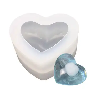 Восъчна форма във формата на сърце, 3D Силиконови форми за торта, форма от смола във формата на сърце, Форма за свещи, форма за ароматерапия, форма за производство на восък, направи си САМ, Сватбена къща
