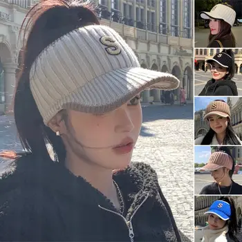 Вязаная капачка със защита от студ, модерен зимни топло ветрозащитная бейзболна шапка, солнцезащитная шапка за улицата