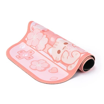 Голяма подложка за мишка Sakura Котка за прекрасната розови котки Sakura тенис на мат водоустойчив нескользящие аксесоари за лаптоп