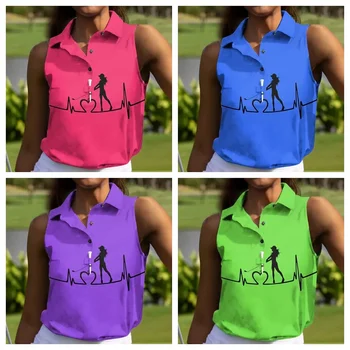 Дамска риза с къси ръкави Sunday Swagger, дрехи за голф, дрехи за голф, риза за голф, поло копчета, дишаща риза без ръкави, блузи