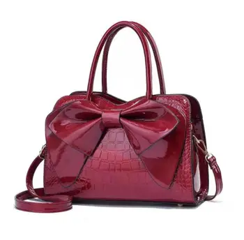 Дамска чанта 2024, Нова блестяща кожена чанта с голям капацитет, атмосферни мода на средна възраст, чанта-месинджър с едно рамо, bolsa sac