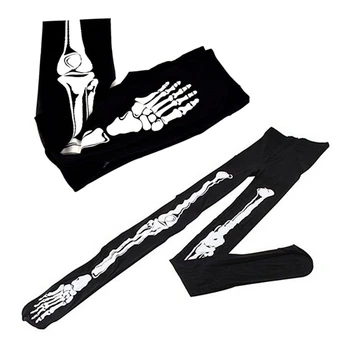 Дамски секси чорапогащник с 3D принтом Скелет костите творчески чорапогащник комина Череп Терор Страшно отглеждане