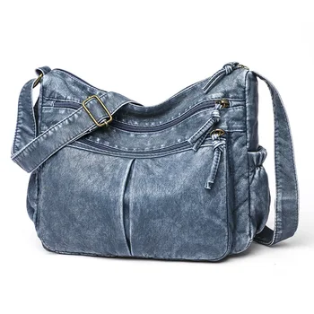 Дамски чанти Наплечная чанта от выстиранной кожата Реколта чанта през рамо Нова тенденция Класически чанта-месинджър Кафяви Ретро-скитници,