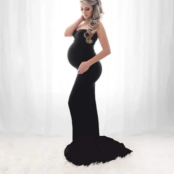 Дамско елегантно дебнещ рокля за бременни с открити рамене, за фотосесия на Baby Shower, подпори за фотосесия на майки, макси рокля за фотография