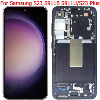 Динамичен AMOLED На Samsung S23 + S23 Plus S911B S911U S916U S916B LCD Сензорен дисплей Дигитайзер, С Рамка
