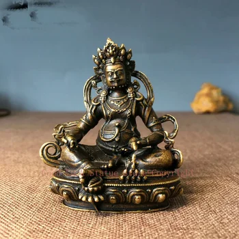 ДОБРА ръчния багаж # Гръко-будистки пътуване, ефективен бог на богатството, Джобен Буда, Жълтата латунная статуетка Джамбала Замбала