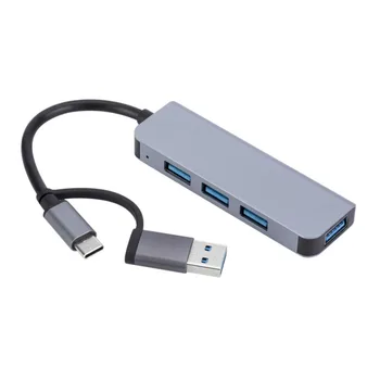 Докинг станция USB 3.0 Type-c TYPE-C Usb-c Зарядно устройство за разширяване на USB C с преобразуването от един до четири интерфейси, многопортовый адаптер