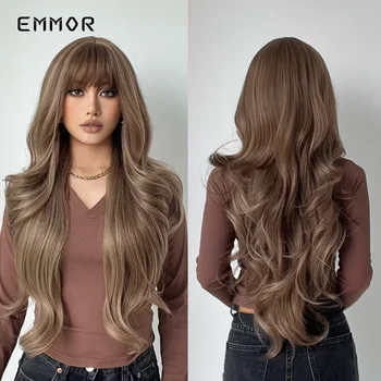 Дълги Вълнообразни Синтетични Перуки Emmor Princess Косата на Перука Официален Магазин Натурален Cosplay Дневен Извратени Костюм за Хелоуин за Жени Hair