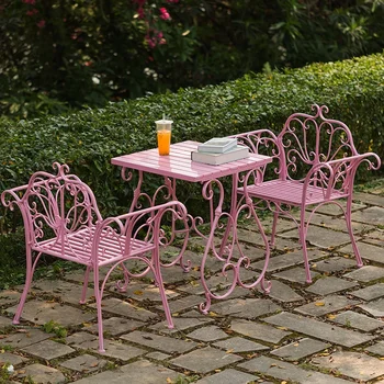 Европейската комбинация маса и столове от ковано желязо в двора, на открито, Градинска масичка за кафе и стол, Балкон, Маса за пикник за почивка