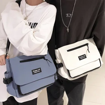 Ежедневни чанти през рамо, за жени и мъже, Корейската мода, найлон голяма чанта, колаж, чанта за студентски книги, чанта през рамо, чанта-месинджър, дамски чанти-месинджър