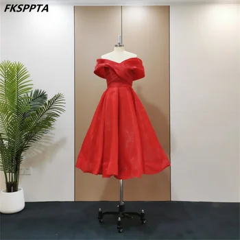 Елегантна червена рокля за абитуриентски бал с къси ръкави трапецовидна форма, висококачествени дамски официални рокли Oranga за сватбени партита, евтино