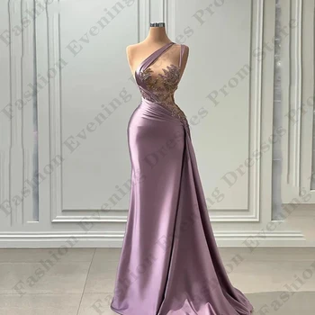 Елегантни дамски официални рокли Русалка Секси без ръкави, с открити рамене Лейси апликация на Принцеса на бала Мода Знаменитост Арабски официални