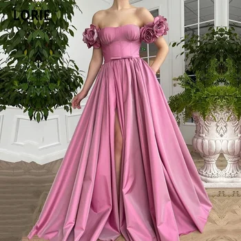 Елегантност Розови рокли за бала с цветя са ръчно изработени и джобове, выпускное рокля 2024, Арабски вечерни рокли за партита