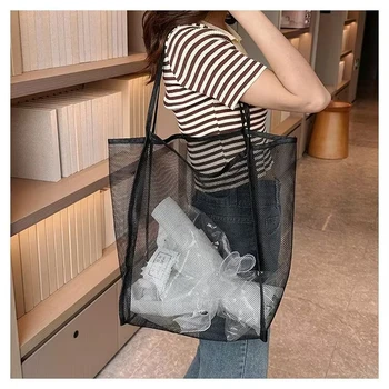 Жените на окото е прозрачна чанта, ежедневна чанта през рамо с голям капацитет, однотонная дамски празнична плажна чанта, чанта за пазаруване
