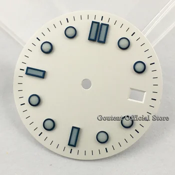 Зелен светлинен подагрозен 31 мм стерилни циферблат часовник Бял циферблат Подходящ за NH35 NH35A Nh36 механизъм резервни Части за часовници за мъже
