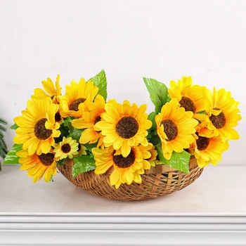 Изкуствени слънчогледи Букет от изкуствени цветя с дръжка Аранжировка от изкуствени слънчогледи за декорация на дома, на улицата и в помещенията