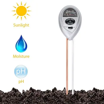 Измерване на влажността на почвата и на водата 3в1, измерване на PH, киселинност, влажност, слънчева светлина, тест на PH на градински растения, цветя, тестер за влага, инструмент за тестване