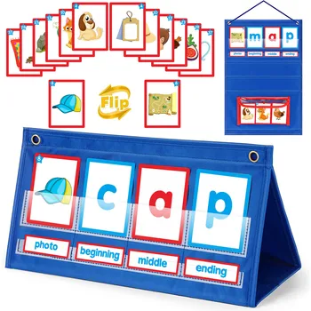 Имат таблица за детска градина Флаш карта CVC Words за деца, образователни игри CVC Word Builder, акустични игри, Ученически пособия
