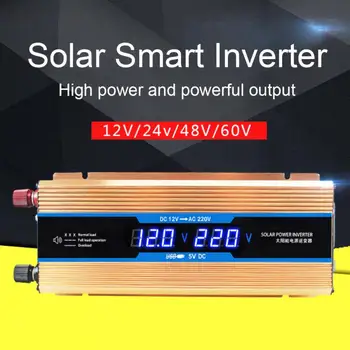 Инвертор мощност 6000 W Автомобилен инвертор DC12V/24V-220V Синусоидална Преобразувател на напрежение Адаптер за външно Мултифункционален LCD inverter