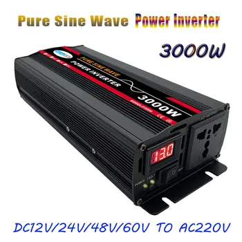 Инвертор мощност с чиста синусна вълна с мощност 3000 W за слънчевата система / слънчеви панели / дома / на открито / на къща на колела / къмпинг Вълна инвертор мощност