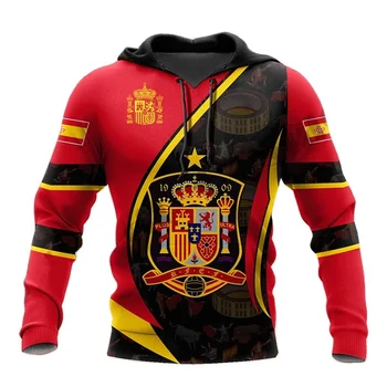 Испанска Емблемата на Графична Hoody С Качулка Мъжки Дрехи Pop 3D Националното Знаме на Испания е Отпечатан Нов в Толстовках Дамска Мода Harajuku y2k Пуловер