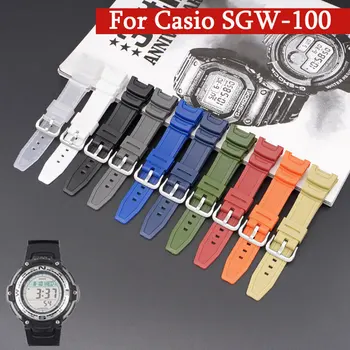 Каишка от полимер TPU за часовници Casio SGW-100 Замяна на каишка за часовник Водоустойчив спортен каишка на китката, аксесоари с катарама от неръждаема стомана