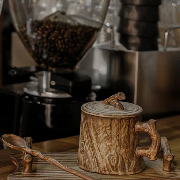 Кафеена чаша ръчно изработени от груба керамика Юн kiln с дръжка, кафеена чаша, креативна ретро-цветна чаша в японски стил