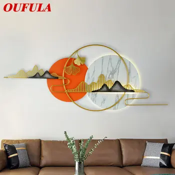 Китайската стенни лампа OUFULA LED Модерна луксозна креативна Кръгла пейзаж от стената в помещение за всекидневна спални