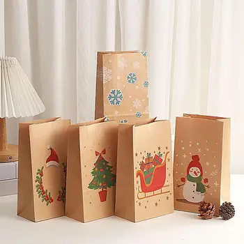 Коледни торбички от крафт хартия 12ШТ, Чанта за коледни подаръци, Коледна декорация за дома, коледа, Коледни Коледни Опаковки опаковки