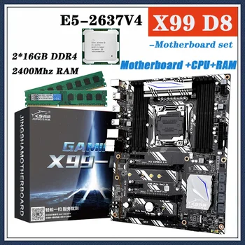 Комплект дънната платка X99 D8 С процесора E5 2637 V4 LGA2011-3 2 * 16 GB = 32 GB Оперативна памет DDR4 ECC Поддържа USB3.0 NVME M. 2 SSD WiFi