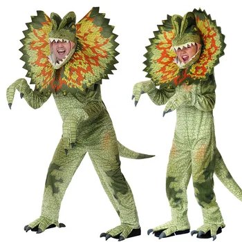 Костюми на динозаврите Дилофозавра за деца, Cosplay за Хелоуин костюм за момчета, възрастни мъже, рокля за ролеви игри, гащеризон, облекло