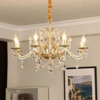 Кристален полилей в стил ретро, Подвесная полилей на тавана на всекидневната, Луксозно украшение за Главната спалня, Подвесная свещ