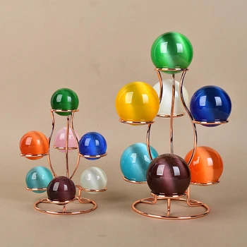 Кристална топка Кристални Яйца Кварцевая шкаф Метален държач на обхвата на Многоцветен кристална топка На стойка за дисплея Можете да поставите седем топки