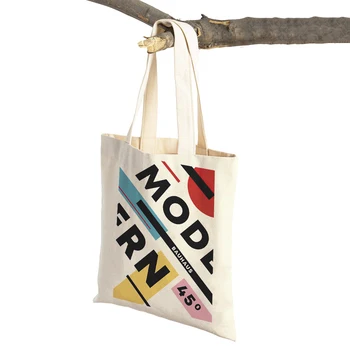 Кръг с геометричен дизайн, модерни, дамски чанти, за пазаруване на Баухаус, ежедневни холщовая чанта с двоен принтом, детска чанта за пазаруване