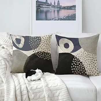 Къса плюшен калъфка 50x50 см, геометрични минималистичен цвят, модерна декорация за дома, калъфка за възглавница, Сив, син, черен