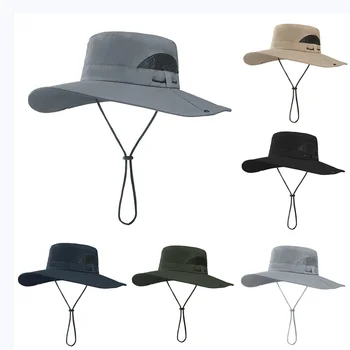 Летни широкополые шапки-ведерки; Модни градинска солнцезащитная шапка за катерене с завязками; Риболовна панама; Велосипедни козирки от дишаща мрежа