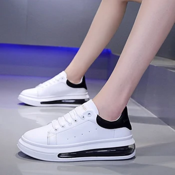 Малка Бяла Обувки За Жени, Модни Обувки За Скейтборд На Въздушна Възглавница, Дишащи Маратонки дантела, Ежедневни Спортни Обувки За Момичета