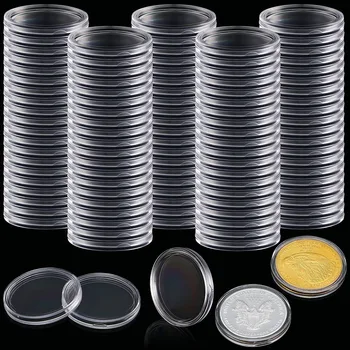 Малка кръгла скоростна Кутия за защита на монети Пластмасова кутия Капсули с дебелина 30 мм, с прозрачно покритие за монети Монети от мед