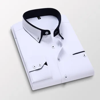 Марка дрехи, мъжки бизнес офис риза в британския стил, мъже пролетно благородна приталенная ежедневни риза с дълъг ръкав 8XL