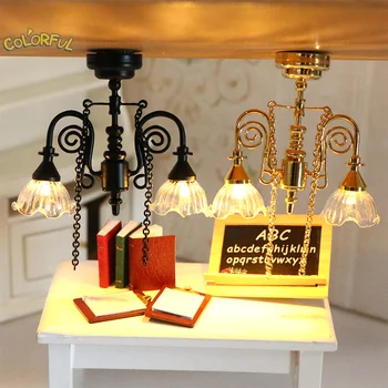 Миниатюрен куклена къща 1: 12, led лампа, тавана лампа, полилей, подвесное осветлението, моделът на мебели за дома, играчка за декор куклен дом