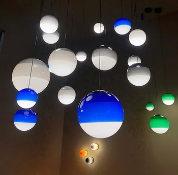 Модерен градиентный цветни окачен лампа, стъклена топка, led подвесная лампа, Трапезария, ресторант, креативна окачване на балон с горещ въздух в скандинавски стил